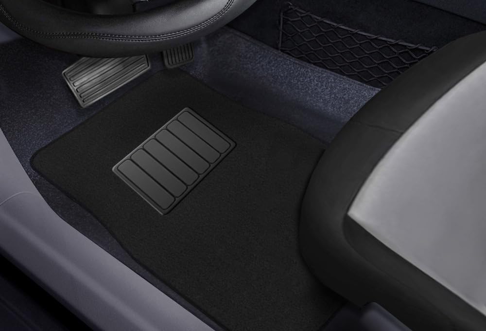 Premium Quality Carpet Vehicle Floor Mats 4-Piece Black Carpet Vehicle Floor Mats with Vinyl Heel Pad Driver Passenger and Rear Floor Mats