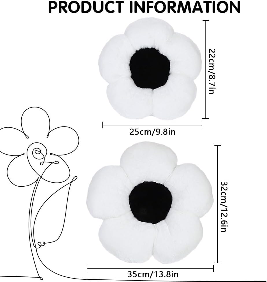 4 Pack Plush Flower Car Headrest Pillow and Lumbar Support Pillow Soft Comfortable Car Headrest Pillow Cute Car Accessories for Car Driving Cute Neck Pillows for Driving Car Decor