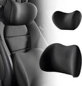 Car Headrest & Lumbar Support Cushion,  New Car Lumbar Support Pillow and Car Neck Pillow Kit, Ergonomic Car Seat Headrest & Lumbar Cushion for Neck Back Pain Relief (Black)