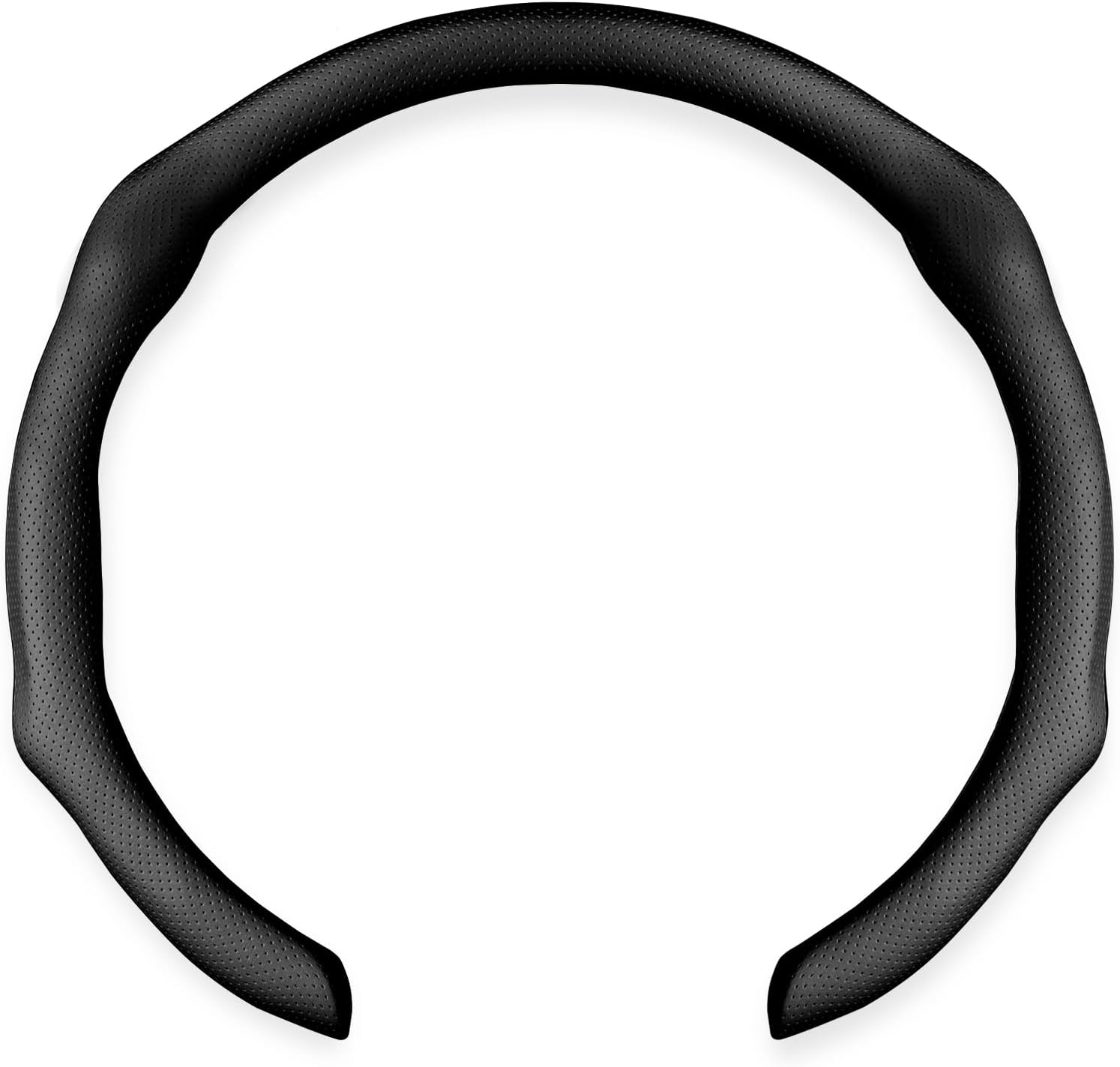 Leather Steering Wheel Cover, Premium Microfiber Leather Steering Wheel Wrap Men 14.5-15 inch Universal Breathable Car Steering Wheel Accessories Protector, Black