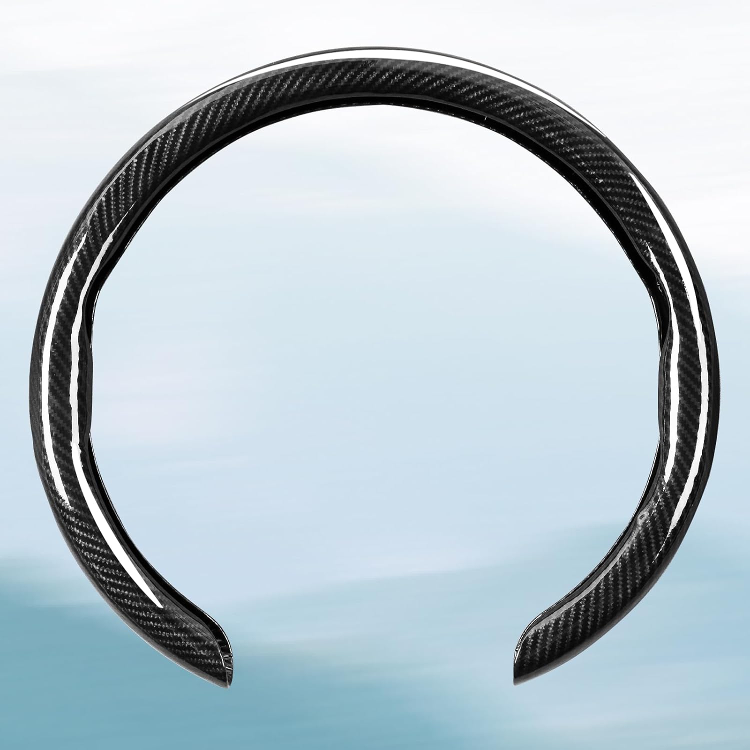 Car Steering Wheel Cover Bright Carbon Fiber, Non-Slip Steering Wheel Wrap Universal 14.5-15 inch Steering Wheel Car Accessories Interior Protector, Black