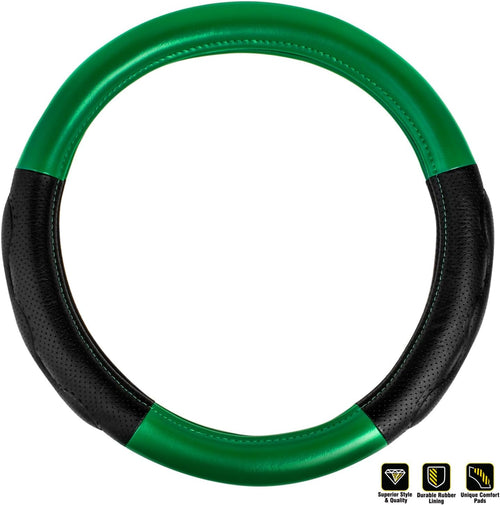 18 inches  Steering Wheel Cover Full Green with Black Comfort Pad