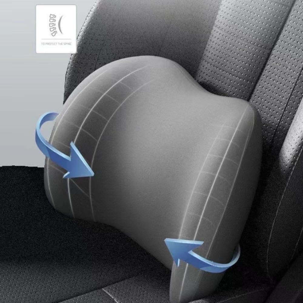Car Headrest & Lumbar Support Cushion,  New Car Lumbar Support Pillow and Car Neck Pillow Kit, Ergonomic Car Seat Headrest & Lumbar Cushion for Neck Back Pain Relief (Pink)