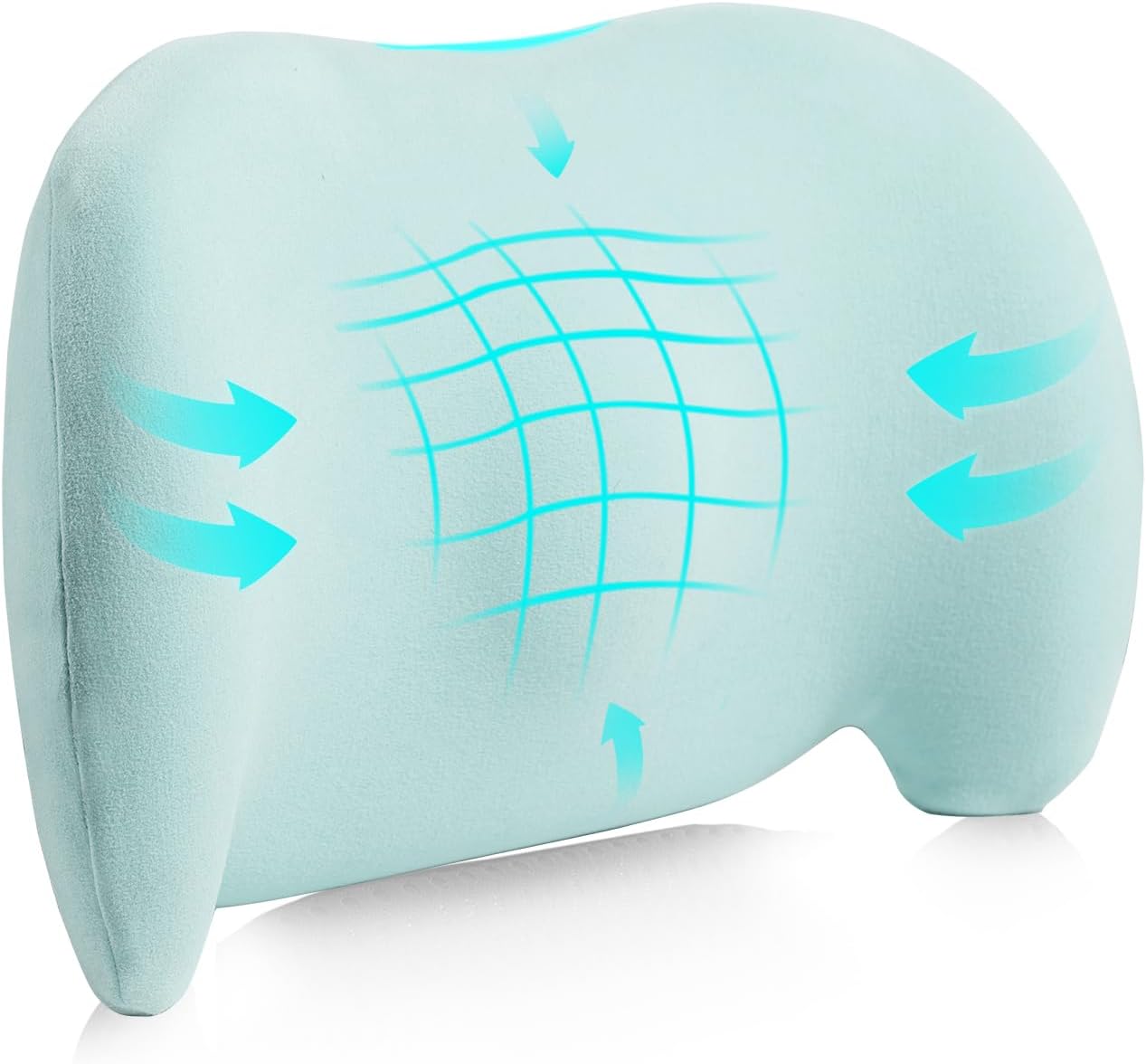 Lumbar Support Pillow for Office Chair, Car Lumbar Pillow Lower Back Pain Relief, Memory Foam Back Cushion, Ergonomic Chair Back Pillow for Gaming, Traveling, Car, Bed (Green)