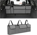 Car Trunk Organizer, Backseat Hanging Large Storage with Adjustable Straps, Waterproof Collapsible Cargo Bag with 4 Pockets, Sturdy Space Saver Frees Trunk Floor for SUV, Truck, MPV