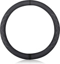 Sport Microfiber Suede Velvet Car Steering Wheel Cover Non-Slip Car Steering Wheel Protector Winter Warm Universal for Diameter 38cm(15") (Black)