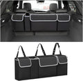 Car Trunk Organizer, Backseat Hanging Large Storage with Adjustable Straps, Waterproof Collapsible Cargo Bag with 4 Pockets, Sturdy Space Saver Frees Trunk Floor for SUV, Truck, MPV