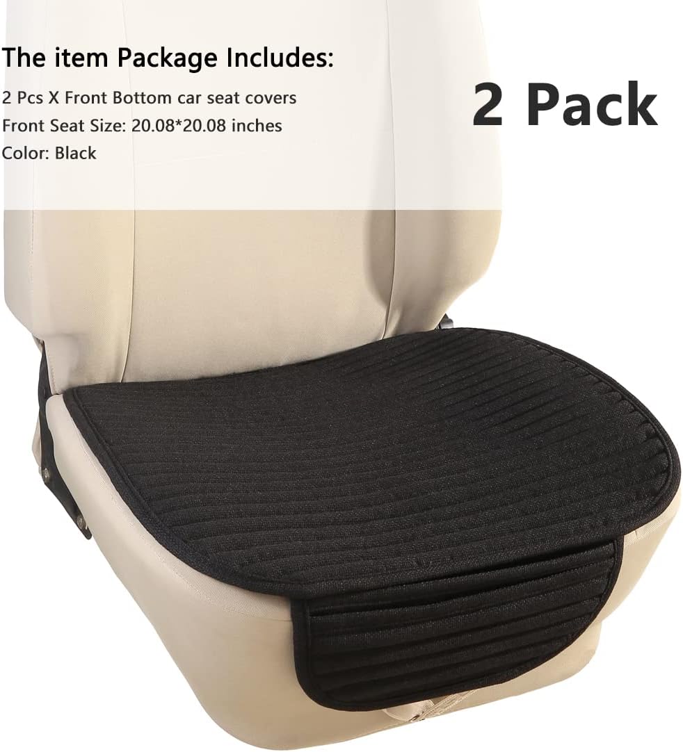 Car Seat Covers,2 Pack Car Seat Pads Cushions,Universal Bottom Car Seat Covers,Driver Car Seat Protector Buckwheat Hulls Anti-Skid Four Seasons General(2PC Black Front Seat)