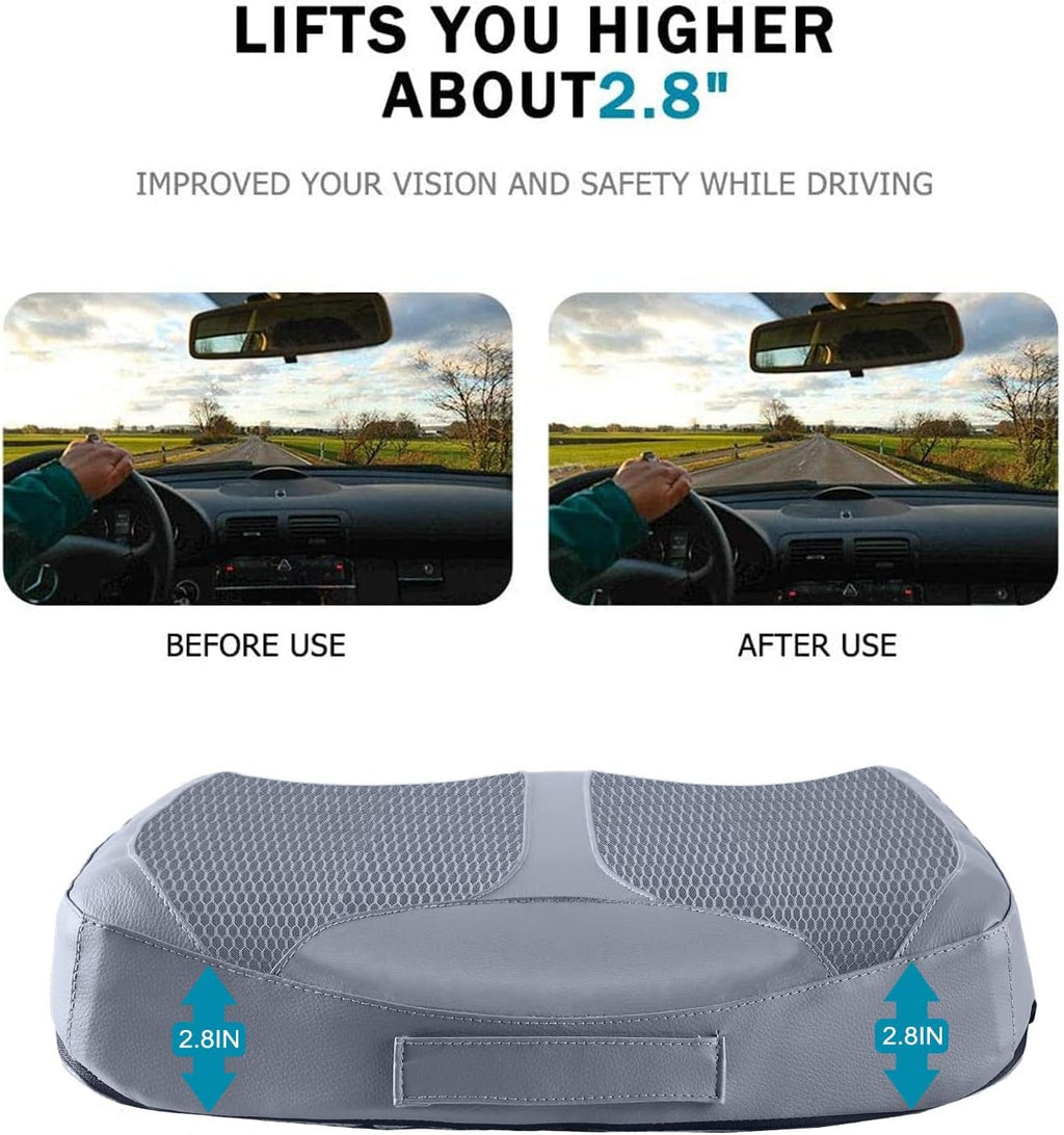 Car Memory Foam Heightening Seat Cushion for Short Drivers,Hip/Tailbone/Lower Back Pain Relief Driving Booster seat for Adults,for Truck,SUV,Office Chair,Wheelchair,etc.(Grey)