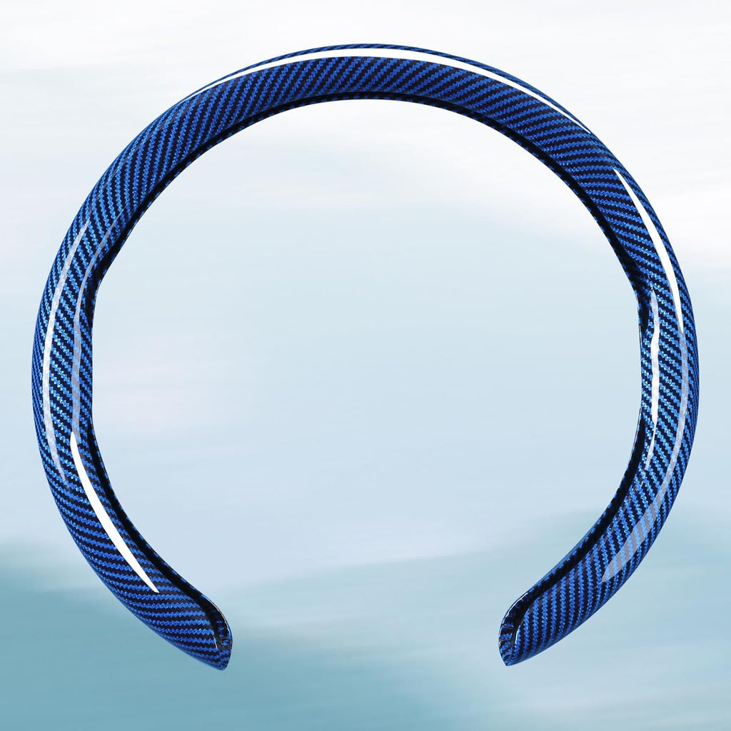 Car Steering Wheel Cover Bright Carbon Fiber, Non-Slip Steering Wheel Wrap Universal 14.5-15 inch Steering Wheel Car Accessories Interior Protector, Blue