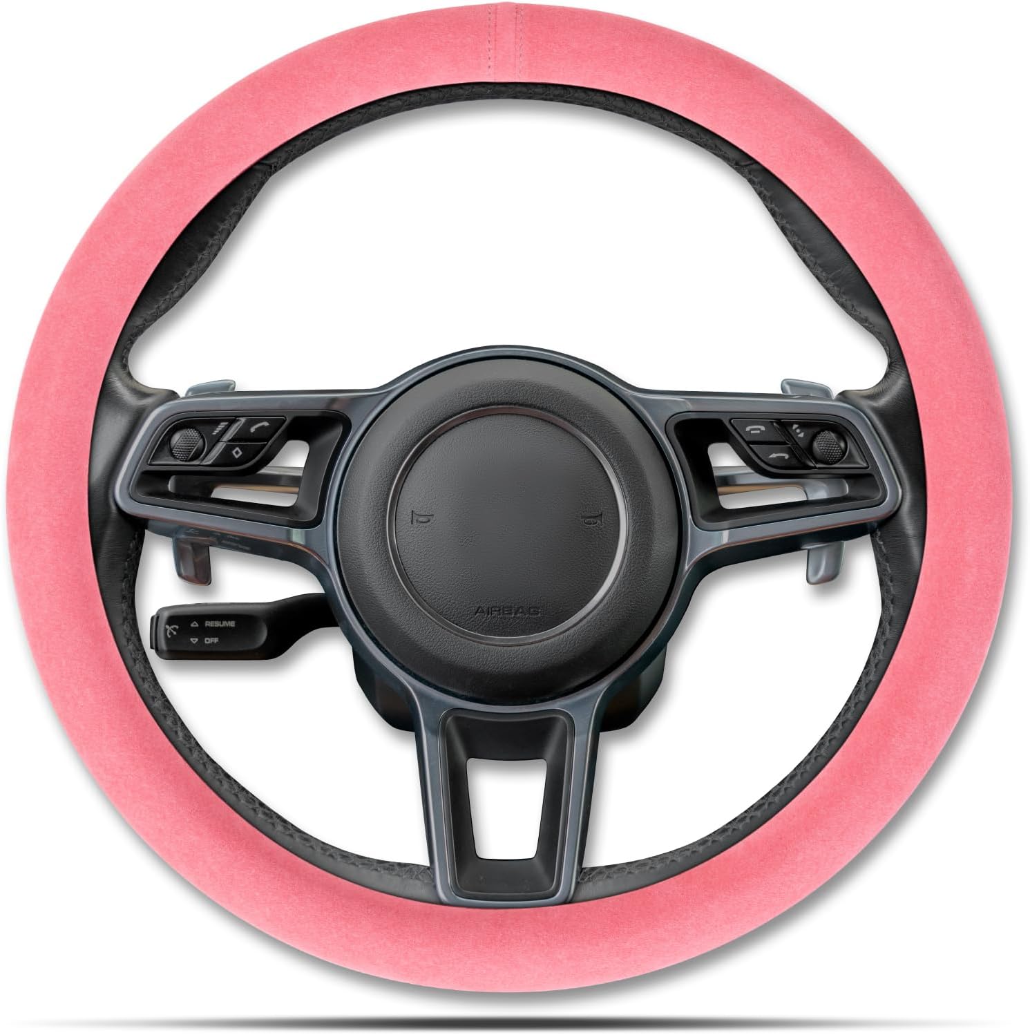 Car Steering Wheel Cover, Anti-Slip, Comfortable Grip, Breathable, Durable, Full Surround, Universal Fit Car Interior - Pink - Regular Style