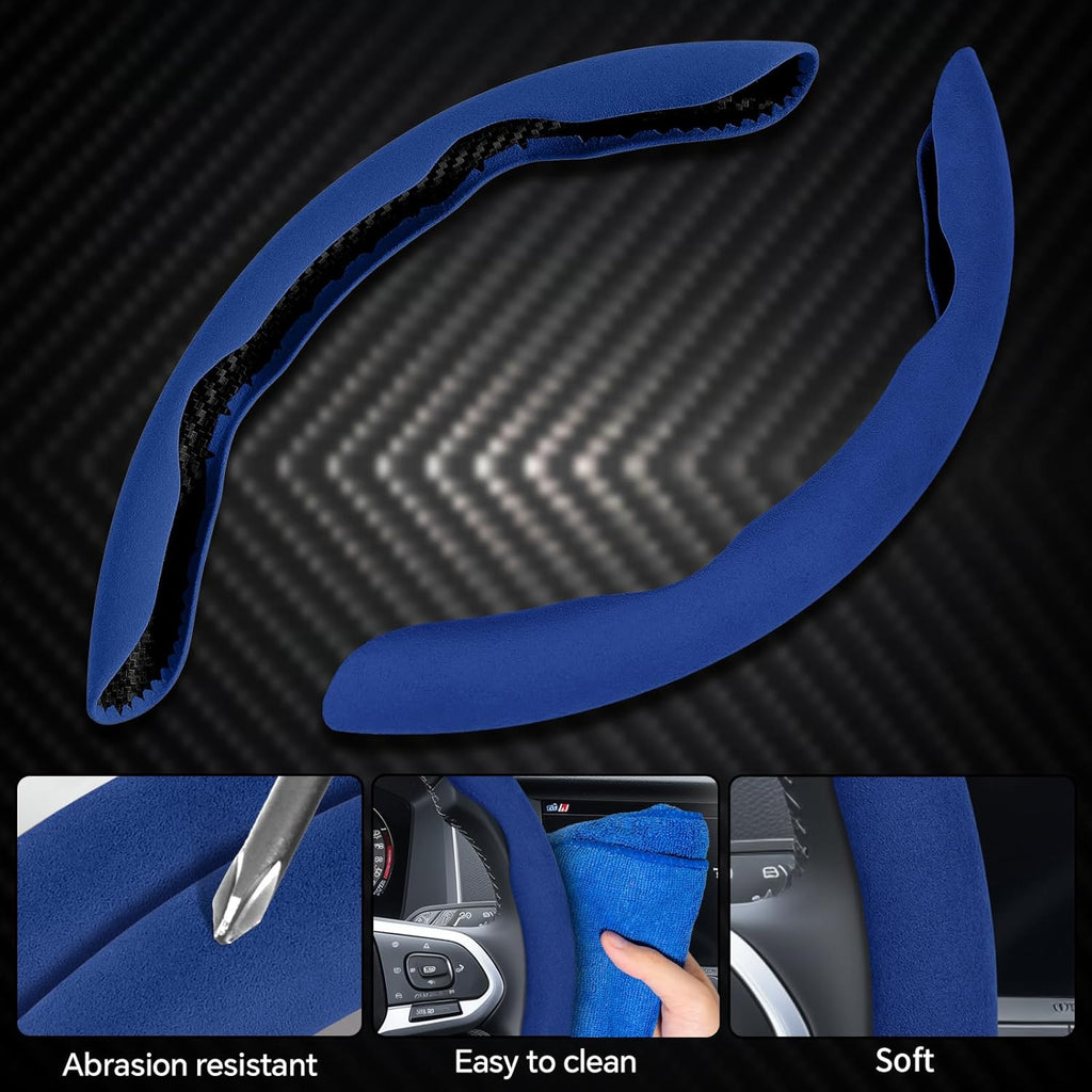 Steering Wheel Cover, Non- Slip Segmented Car Steering Wheel Cover, Steering Wheel Cover Men & Women, Universal 99% Car Wheel Cover Protector (Blue-Regular Style)