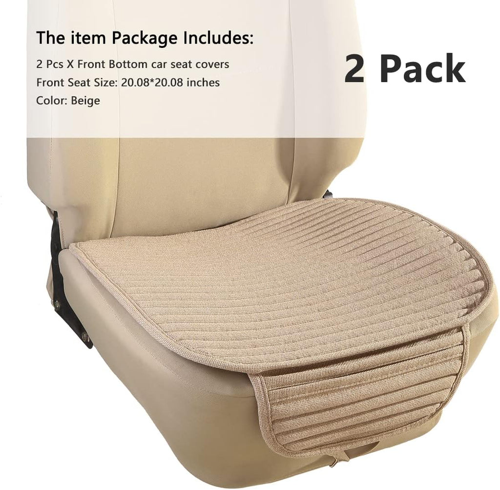 Car Seat Covers,2Pack Bottom Car Seat Pads Cushions for Automobiles,Buckwheat Hulls Universal Leather Car Seat Protector Ventilated Driver seat Cover(2PC Beige Front Seat)