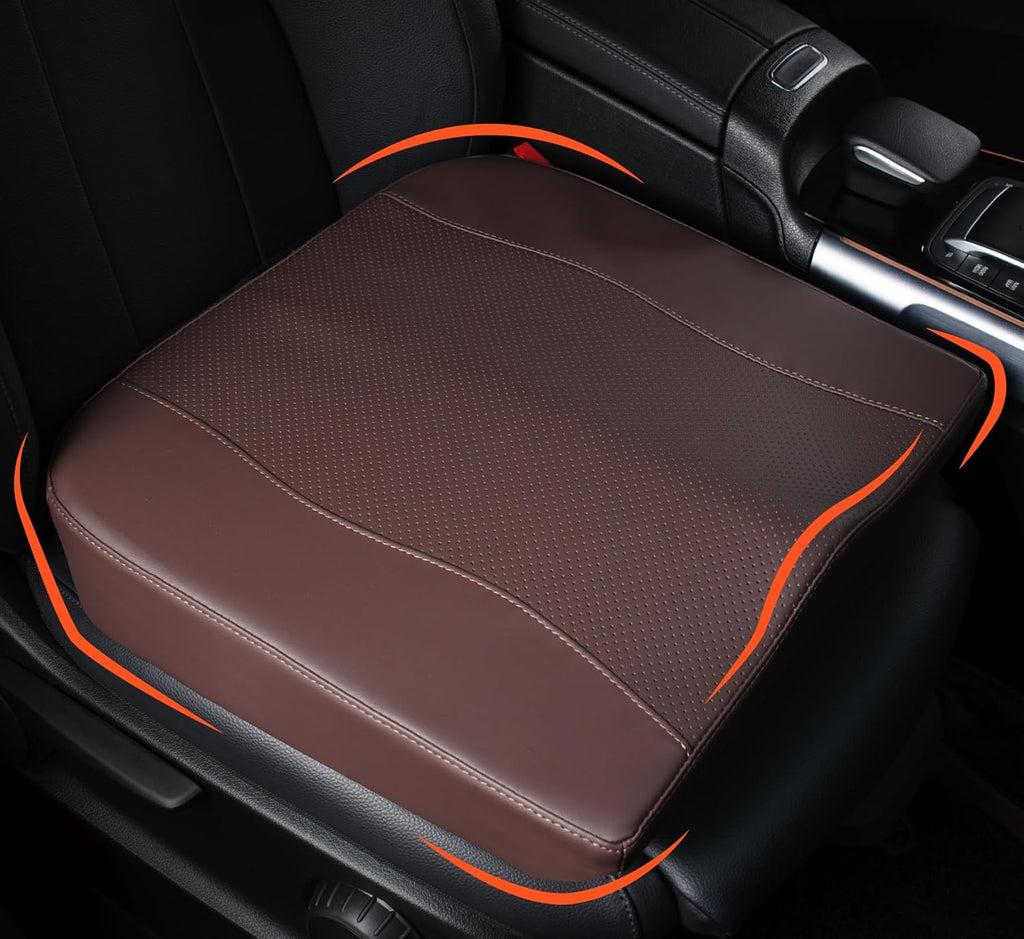 Car Seat Cushion, Comfort Memory Foam Car Cushions for Driving - Sciatica & Lower Back Pain Relief, Seat Cushion for Car Seat Driver, Office Chair, Wheelchair (Classic Brown)