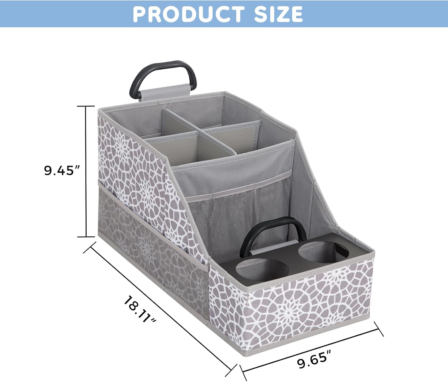 Car Seat Organizer Backseat Car Organizer with 12 Storages Compartments, 2 Metal Cup Holders, Storage Box for Front Back Passenger Between Behind Middle Seats for Trunk Van