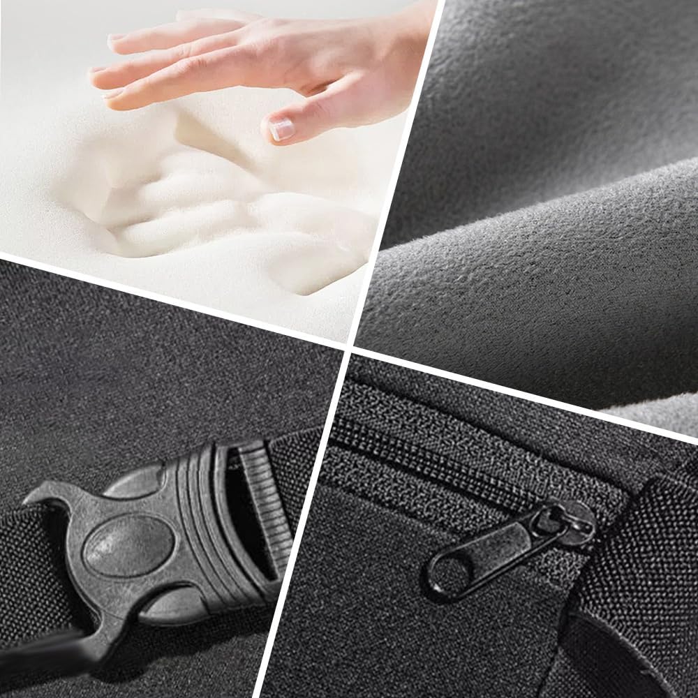 Car Headrest & Lumbar Support Cushion,  New Ergonomic Car Seat Headrest & Lumbar Cushion with Adjustable Strap, Car Lumbar Support Pillow and Car Neck Pillow Kit for Neck Back Pain Relief (Coffee)