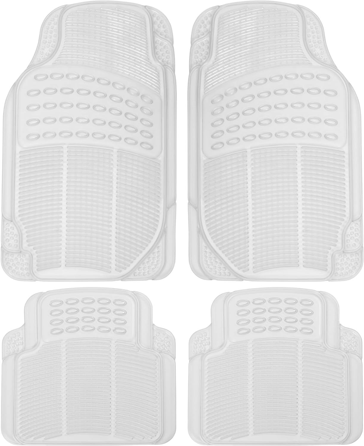 4-Piece Rubber Transparent Clear Floor Mats Heavy Duty for Front & Rear Car Truck Van SUV, All Weather Protection, Universal Fit