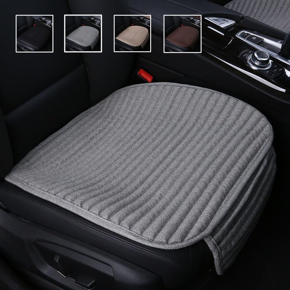 Gray Car Seat Covers,2 Pack Buckwheat Hulls Bottom Seat Covers for Cars,Universal Car Seat Cushion(2PC Gray Front Seat)