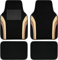 Beige Leather Car Floor Mats, Sporty Waterproof Car Carpet,Universal Automotive Floor Mats Fit for Sedans, Cars, Mid Trucks, Vans, SUV, Set of 4 (Black and Beige)