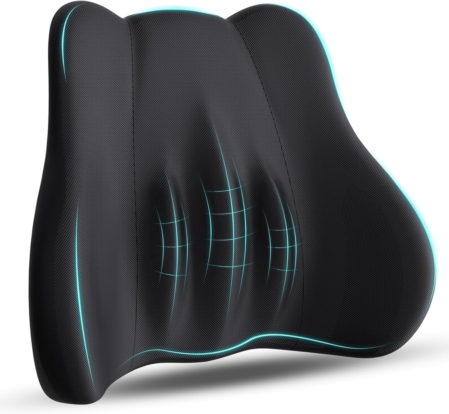 Lumbar Support Pillow, Memory Foam Lumbar Pillow for Lower Back Pain Relief, Back Support Pillow for Office Chair, Car Seat - Black