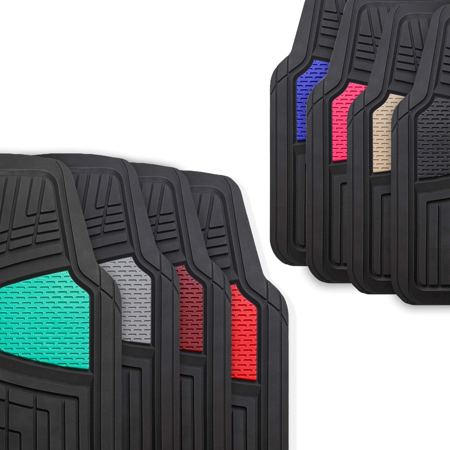 Automotive Floor Mats - Heavy-Duty Rubber Floor Mats for Cars, Universal Fit Full Set,  Floor Mats, Trimmable Floor Mats for Most Sedan, SUV, Truck Floor Mats Blue