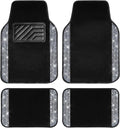 Car Floor Mats, Shining Rhinestone Carpet Sparkly Glitter Crystal with Anti-Slip PVC Heel Pad Waterproof Universal Fit Automotive SUV,Sedan,Van,Cute Girl Women,4pcs Black Sliver