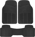 Floor Mats for Cars Trucks SUV, 3-Piece All-Weather Car Mats with Universal Fit Design, Durable Car Floor Mats with Capture Ridges, Waterproof Rubber Floor Mats for Cars (Black)