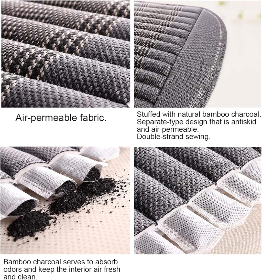 Car Seat Cushion,Car Seat Cover Universal Rear Cushion Pad,Bamboo Charcoal Comfortable and Breathable Fabric Seat Cushion with Storage Pouch,Fit for Trucks Vans Cars SUV (Gray)