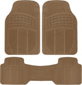 Floor Mats for Cars Trucks SUV, 3-Piece All-Weather Car Mats with Universal Fit Design, Durable Car Floor Mats with Capture Ridges, Waterproof Rubber Floor Mats for Cars (Beige)