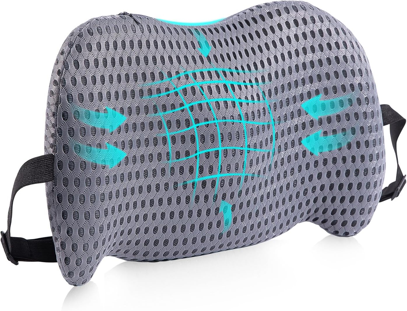 Lumbar Support Pillow for Office Chair, Car Lumbar Pillow Lower Back Pain Relief, Memory Foam Back Cushion with 4D Mesh Cover and Adjustable Straps, Ergonomic Chair Back Pillow for Car,Bed, Gaming