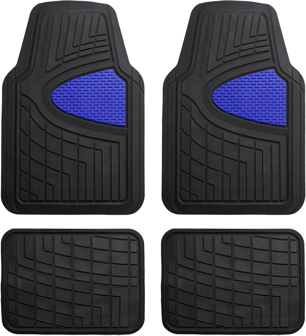 Automotive Floor Mats - Heavy-Duty Rubber Floor Mats for Cars, Universal Fit Full Set,  Floor Mats, Trimmable Floor Mats for Most Sedan, SUV, Truck Floor Mats Blue