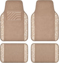 Car Mats Shining Diamond Carpet Crystal Rhinestones Sparkly Glitter Floor Mats with Anti-Slip PVC Heel Pad Universal Fit for Automotive SUV, Sedan, Car, Van, 4pcs for Girl Women, Beige